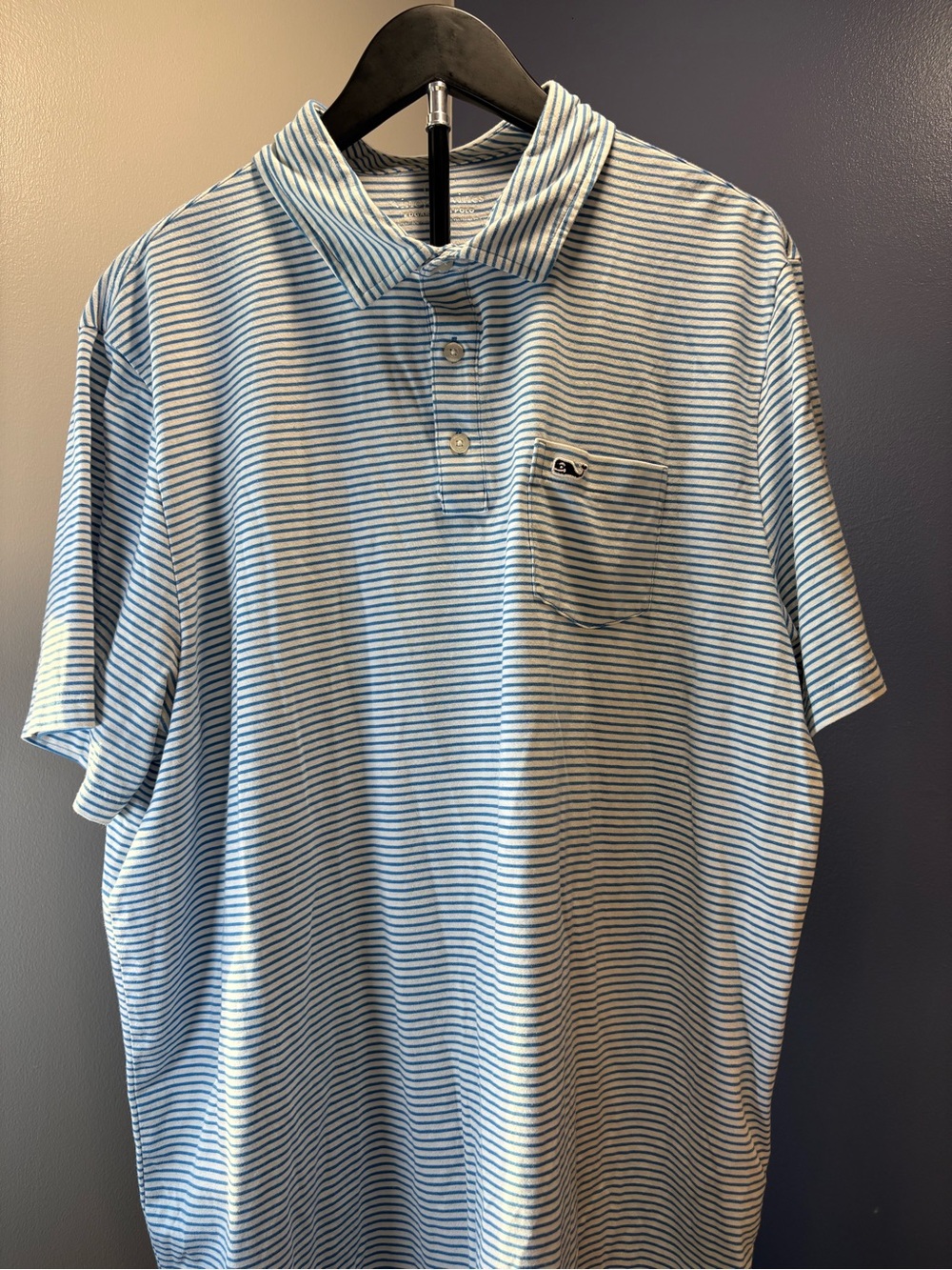 Vineyard Vines Light Blue & White Striped Polo